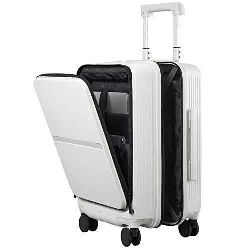 Hanke Upgrade Carry On Luggage With Front Laptop Pocket, 20'' PC Hard Case Suitcases With Spinner Wheels & TSA Lock,Rolling Luggage For Business Travel And Short Trip(Grayish White) 2 Hanke Upgrade Carry On Luggage With Front Laptop Pocket, 20'' PC Hard Case Suitcases With Spinner Wheels & TSA Lock,Rolling Luggage For Business Travel And Short Trip(Grayish White)