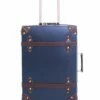 Vintage Luggage Carryon Suitcase Travel - HoJax Classic Trolley Luggage With Spinner Wheels, TSA Lock, Lightweight, 20 Inch, Navy Blue