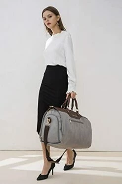 Convertible Garment Bag With Shoulder Strap, Travel Weekender Overnight Carry On Garment Duffel Bag For Women With Shoes Compartment - 2 In 1 Hanging Suitcase Suit Travel Bags -LUGGAGE FACTORY Sales 31D kVxhJyS