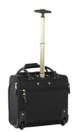 Steve Madden Designer 15 Inch Carry On Suitcase- Small Weekender Overnight Business Travel Luggage- Lightweight 2- Rolling Spinner Wheels Under Seat Bag For Women (Peek-A-Boo Black) -LUGGAGE FACTORY Sales 31O9ESNI53L