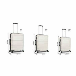 LIZHOUMIL Luggage Sets Suitcase Lightweight TSA Lock Spinner 20In24In28In White ABS -LUGGAGE FACTORY Sales 31P9MZDsV L