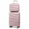 Melalenia Luggage Carry On Suitcase, PP Material Suitcase With Spinner Wheels,TSA Luggage Locks 22x14x9 Airline Approved (Nude Pink) -LUGGAGE FACTORY Sales 31Z6a37HmVL
