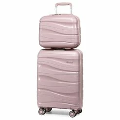 Melalenia Luggage Carry On Suitcase, PP Material Suitcase With Spinner Wheels,TSA Luggage Locks 22x14x9 Airline Approved (Nude Pink)