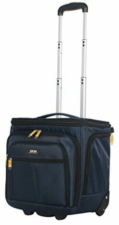 Lucas Convertible Under Seat Carry On Luggage - Expandable 15 Inch Weekender Overnight Business Travel Suitcase - Lightweight 2- Rolling Wheels Bag (Blue)