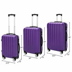 SSLine 3-in-1 Multifunctional Suitcase Luggage Set Large Capacity Traveling Storage ABS Expandable Spinner Hardside Suitcase Lightweight 4 Wheel Portable Travel Bag 20" / 24" / 28" Purple -LUGGAGE FACTORY Sales 41 2ODiwTWL