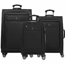 Travelpro Skywalk Limited 3 Piece Spinner Suitcase Set - Softside Expandable Travel Luggage With Spinning Wheels – Carry On & Checked Bags, Black