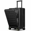 LEVEL8 Carry On Luggage, Road Runner 20-Inch Hardside Suitcase, Spinner Luggage With Front Pocket, Double TSA Locks - Black -LUGGAGE FACTORY Sales 4112XzPCLLL