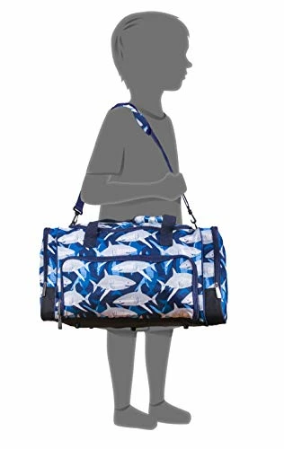 Wildkin Kids Weekender Duffel Bag For Boys And Girls, Carry-On Size And Perfect For Weekend Or Overnight Travel, 600-Denier Polyester Fabric Duffel Bags Measures 22 X 12 X 12 Inches (Sharks) 5 Wildkin Kids Weekender Duffel Bag For Boys And Girls, Carry-On Size And Perfect For Weekend Or Overnight Travel, 600-Denier Polyester Fabric Duffel Bags Measures 22 X 12 X 12 Inches (Sharks) - Image 3
