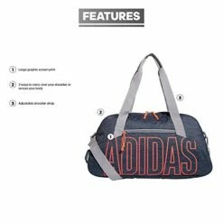 Adidas Graphic Duffel Bag, Legacy Blue Canvas/Signal Pink/Glory Grey, One Size -LUGGAGE FACTORY Sales 4155GkGzhTL