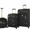 Steve Madden Designer Luggage Collection- 3 Piece Softside Expandable Lightweight Spinner Suitcases- Travel Set Includes Under Seat Bag, 20-Inch Carry On & 28-Inch Checked Suitcase (Peek-A-Boo Black) -LUGGAGE FACTORY Sales 415hJNBw6HL