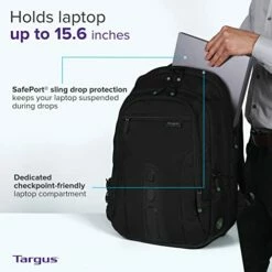 Targus Travel Laptop Backpack For 15.6 Inch Laptops, TSA Checkpoint-Friendly Carry On Travel Backpack For Women Men Business/College Laptop Bag For Work School Travel, Black (TBB013US) -LUGGAGE FACTORY Sales 4180OUo UFL