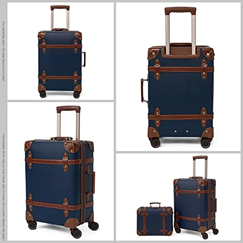 NZBZ Vintage Luggage Sets With Spinner Wheels Carry On Suitcase Tsa Lock Luggage 3 Pieces (Navy Blue, 14inch & 20inch & 28inch) 5 NZBZ Vintage Luggage Sets With Spinner Wheels Carry On Suitcase Tsa Lock Luggage 3 Pieces (Navy Blue, 14inch & 20inch & 28inch) - Image 3