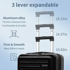 TydeCkare 20 Inch Carrry On Luggage With Front Zipper Pocket, 45L, Lightweight ABS+PC Hardshell Suitcase With TSA Lock & Spinner Silent Wheels, Convenient For Business Trips, Black -LUGGAGE FACTORY Sales 41985hg1qUL