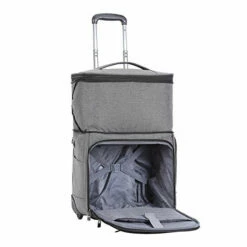 Travelers Club Luggage 16" Top Expandable Rolling Underseater W/USB Port, Dark Gray Suitcase, -LUGGAGE FACTORY Sales 419X 2BjP2XUL