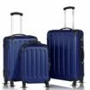 Goplus 3Pcs Luggage Set, Hardside Travel Rolling Suitcase, 20/24/28 Rolling Luggage Upright, Hardshell Spinner Luggage Set With Telescoping Handle, Coded Lock Travel Trolley Case (Dark Blue)