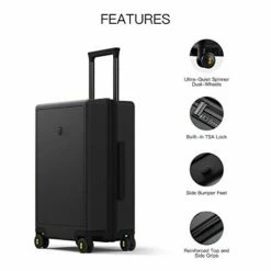LEVEL8 Carry-On Luggage, 20” Hardshell Suitcase, Lightweight PC Textured Hardside Spinner Trolley For Luggage, TSA Approved Cabin Luggage With 8 Spinner Wheels, Black, 20-Inch Carry-On -LUGGAGE FACTORY Sales 419txYYVpHL