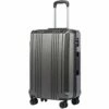 Coolife Luggage Suitcase PC+ABS With TSA Lock Spinner Carry On Hardshell Lightweight 20in 24in 28in (grey, M(24IN))