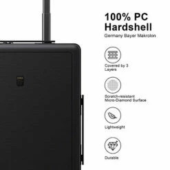 LEVEL8 Carry-On Luggage, 20” Hardshell Suitcase, Lightweight PC Textured Hardside Spinner Trolley For Luggage, TSA Approved Cabin Luggage With 8 Spinner Wheels, Black, 20-Inch Carry-On -LUGGAGE FACTORY Sales 41BEbt7kS5L