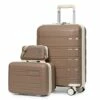 Joyway 20" Carry-On Suitcases & 14" Cosmetic Bag & 7" Small Bag, Lightweight Polypropylene Carrying Case With TSA Lock, Rigid Luggage With Swivel Wheels (Chocolate Color, 20in Carry-On) -LUGGAGE FACTORY Sales 41DK7p 2U8L