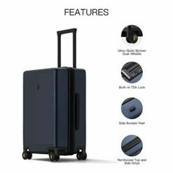LEVEL8 Elegance Matte Carry-On Luggage, 20” Hardside Suitcase, Lightweight PC Matte Hardshell Spinner Trolley For Luggage, TSA Approved Cabin Luggage With 8 Spinner Wheels-Navy Blue, 20-Inch Carry-On -LUGGAGE FACTORY Sales 41DtNQu kLL
