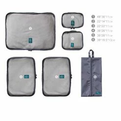 6 Set Packing Cubes Travel Luggage Organizer Waterproof Mesh Lightweight Suitcase Storage Bag Clothing Laundry Bag Shoe Bag (Grey) 13 6 Set Packing Cubes Travel Luggage Organizer Waterproof Mesh Lightweight Suitcase Storage Bag Clothing Laundry Bag Shoe Bag (Grey) -LUGGAGE FACTORY Sales 41Dxu2eZMQL