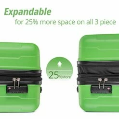 Merax Luggage Set With TSA Lock, All Expandable 3 Piece Hardshell Lightweight Suitcase Set 20inch 24inch 28inch (Apple Green) -LUGGAGE FACTORY Sales 41ETCz1GK9L