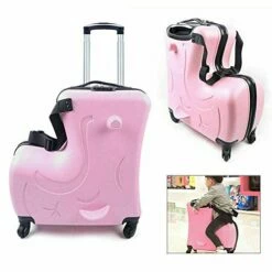 Fetcoi 20" Travel Luggage Rolling Suitcase Ride On Cartoon Luggage ABS+PU Unisex Case Pink -LUGGAGE FACTORY Sales 41EYSncixuL