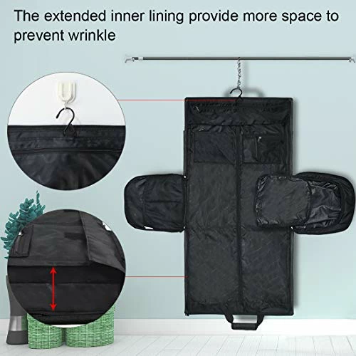 Garment Bags Convertible Suit Travel Bag With Shoes Compartment Waterproof Large Carry On Duffel Bags Garment Weekender Bag For Men Women Black 9 Garment Bags Convertible Suit Travel Bag With Shoes Compartment Waterproof Large Carry On Duffel Bags Garment Weekender Bag For Men Women Black - Image 7