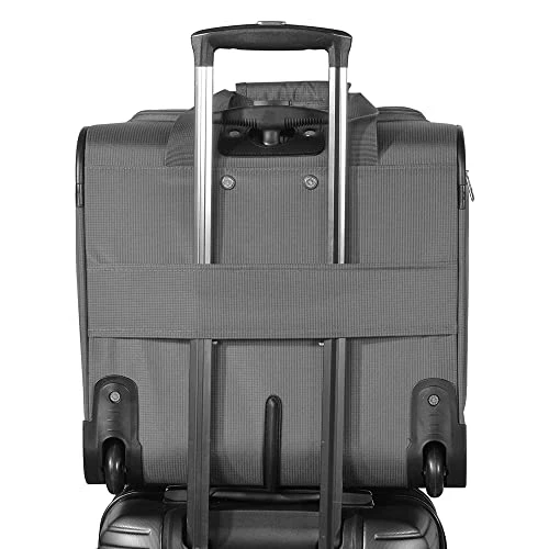 Olympia Lansing Heavy Duty Rip Stop Nylon Wheeled Carry On Suitcase For Under The Seat Airplane Travel With Divider And Dual Side Zip Pockets, Gray 4 Olympia Lansing Heavy Duty Rip Stop Nylon Wheeled Carry On Suitcase For Under The Seat Airplane Travel With Divider And Dual Side Zip Pockets, Gray - Image 2