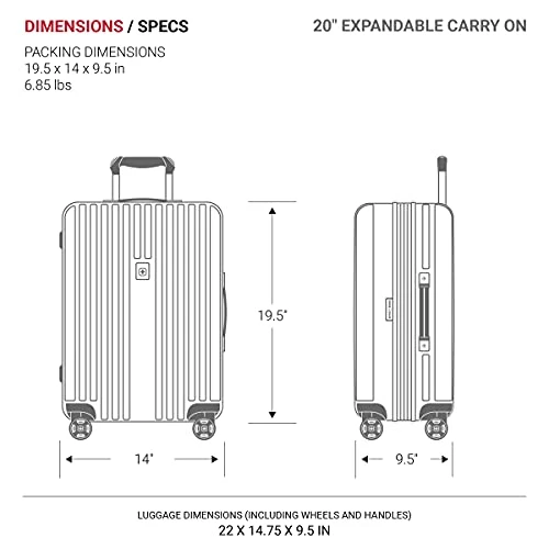 SwissGear 7910 Hardside Expandable Spinner Wheel Luggage With TSA Lock And USB, Black, Carry-On 20-Inch 7 SwissGear 7910 Hardside Expandable Spinner Wheel Luggage With TSA Lock And USB, Black, Carry-On 20-Inch - Image 5