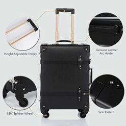 COTRUNKAGE Spinner Vintage Luggage PASCO Carry On Suitcase With TSA Lock (20", Black/Black) -LUGGAGE FACTORY Sales 41KGVByW07L