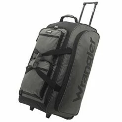 Wrangler Wesley Rolling Duffel Bag, Charcoal Grey, Large 30-Inch
