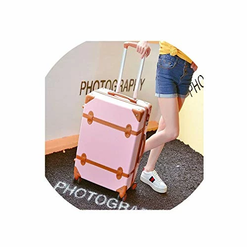 Classical Retro Rolling Luggage With Cosmetic Bag For Women Travel Carry On Trolley Suitcase,Pink2,20 4 Classical Retro Rolling Luggage With Cosmetic Bag For Women Travel Carry On Trolley Suitcase,Pink2,20 - Image 2