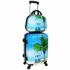 World Traveler Palm Tree Hardside 2-Piece Carry-On Spinner Luggage Set, One_Size -LUGGAGE FACTORY Sales 41SfGFD2NwL