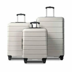 LIZHOUMIL Luggage Sets Suitcase Lightweight TSA Lock Spinner 20In24In28In White ABS -LUGGAGE FACTORY Sales 41YSsS47T3L