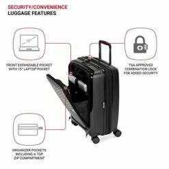 SwissGear 8836 Durable Expandable Spinner Luggage, Black, Carry-On 20-Inch -LUGGAGE FACTORY Sales 41 jIdlURL