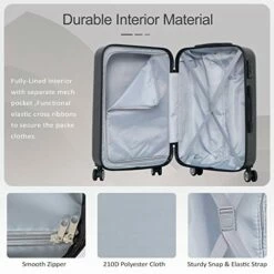 Ceilo ABS Hardside Luggage Sets With USB Interface Laptop Pocket,Lightweight Carry On Suitcase With TSA Lock&360°Spinner Wheels,Black,3-Piece Travel Luggage Set (20/24/28) -LUGGAGE FACTORY Sales 41boxjBs6zL