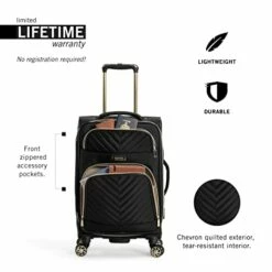 Kenneth Cole Reaction Women's Chelsea Luggage Chevron Softside 8-Wheel Spinner Expandable Suitcase Collection, Black, 20-Inch Carry On -LUGGAGE FACTORY Sales 41c8KB2DUzL 279605cd 172a 4930 97fa bb2d276a548b
