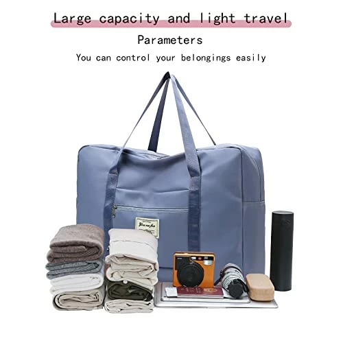 Portable Travel Duffel Bag, Large Capacity Foldable Tote Shoulder Bag, Lightweight Waterproof Carry On Luggage Sport Gym Bag (Light Blue) 6 Portable Travel Duffel Bag, Large Capacity Foldable Tote Shoulder Bag, Lightweight Waterproof Carry On Luggage Sport Gym Bag (Light Blue) - Image 4