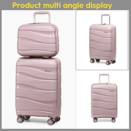 Melalenia Luggage Carry On Suitcase, PP Material Suitcase With Spinner Wheels,TSA Luggage Locks 22x14x9 Airline Approved (Nude Pink) 4 Melalenia Luggage Carry On Suitcase, PP Material Suitcase With Spinner Wheels,TSA Luggage Locks 22x14x9 Airline Approved (Nude Pink) - Image 2