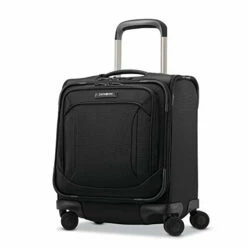 Samsonite Lineate Underseat Carry On Boarding Bag With Spinner Wheels, Obsidian Black