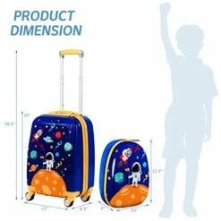 Goplus Kids Luggage Set, 12" & 18" Kids Carry On Luggage Set, Multi-directional Wheels Suitcase, Large Capacity Rolling Trolley Suitcase, Gift For Boys And Girls Toddlers Children Travel (Universe) -LUGGAGE FACTORY Sales 41de1pBFUVL