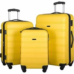 Expandable 3 Piece Luggage Sets Hardside Durable Suitcase With Spinner Wheels TSA Lock, 3 Pcs Carry On Case Travel Home Outdoor School Lightweight Trolley Case ( 20" 24" 28" Yellow) -LUGGAGE FACTORY Sales 41dwAUzCkAS