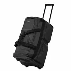 Olympia Luggage 22" 8 Pocket Rolling Duffel Bag (Charcoal Gray W/ Black - Exclusive Color)