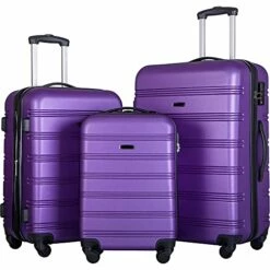 Expandable 3 Piece Luggage Sets Hardside Durable Suitcase With Spinner Wheels TSA Lock, 3 Pcs Carry On Case Travel Home Outdoor School Lightweight Trolley Case ( 20" 24" 28" Purple) -LUGGAGE FACTORY Sales 41fEU9cwQeS