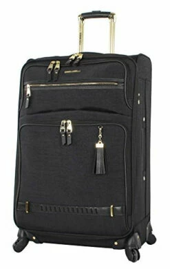 Steve Madden Designer Luggage Collection- 3 Piece Softside Expandable Lightweight Spinner Suitcases- Travel Set Includes Under Seat Bag, 20-Inch Carry On & 28-Inch Checked Suitcase (Peek-A-Boo Black) -LUGGAGE FACTORY Sales 41fz wsH9nL