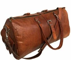 Leather Travel Duffle Bag Gym Overnight Weekend Luggage Carry On Airplane Underseat Bag