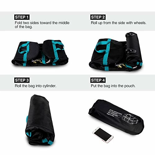 REDCAMP 85L Foldable Duffle Bag With Wheels 26", 1680D Oxford Collapsible Large Duffel Bag With Rollers For Camping Travel Gear, Black 9 REDCAMP 85L Foldable Duffle Bag With Wheels 26", 1680D Oxford Collapsible Large Duffel Bag With Rollers For Camping Travel Gear, Black - Image 7