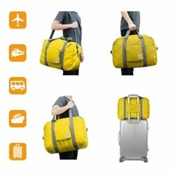 Wandf Foldable Travel Duffel Bag Luggage Sports Gym Water Resistant Nylon (Yellow) -LUGGAGE FACTORY Sales 41hZYLUNZbL