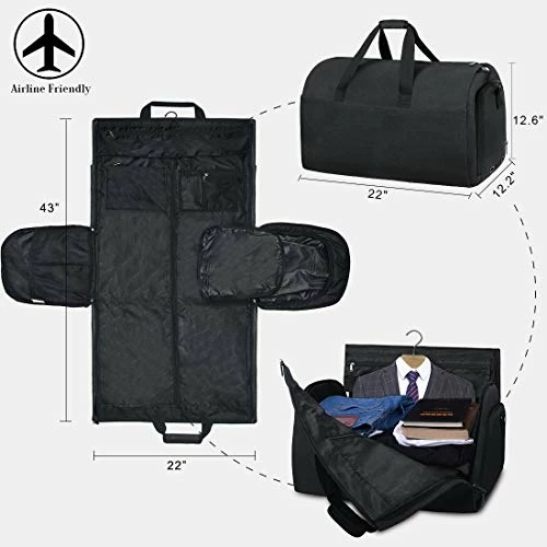 Garment Bags Convertible Suit Travel Bag With Shoes Compartment Waterproof Large Carry On Duffel Bags Garment Weekender Bag For Men Women Black 10 Garment Bags Convertible Suit Travel Bag With Shoes Compartment Waterproof Large Carry On Duffel Bags Garment Weekender Bag For Men Women Black - Image 8